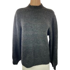 Marled Mock Neck Pullover Sweater Size XL Gray w/ Metallic Stripes Long Sleeves